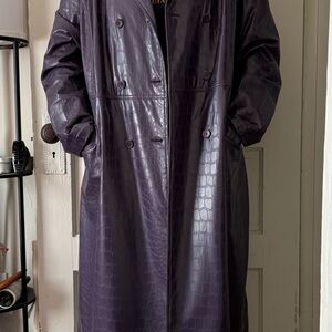 Elegant Purple Double-Breasted Trench Coat